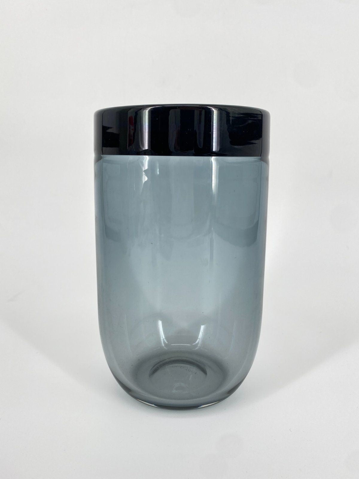 * GLAS VASE MURANO GRAU SCHWARZ RAUCHGLAS DESIGN SIGNIERT ZT 20CM