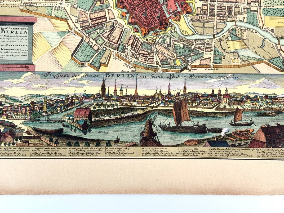 *RADIERUNG ALTE KARTE BERLIN 1737 WALTERN HOMANN KOLORIERT KOPIE