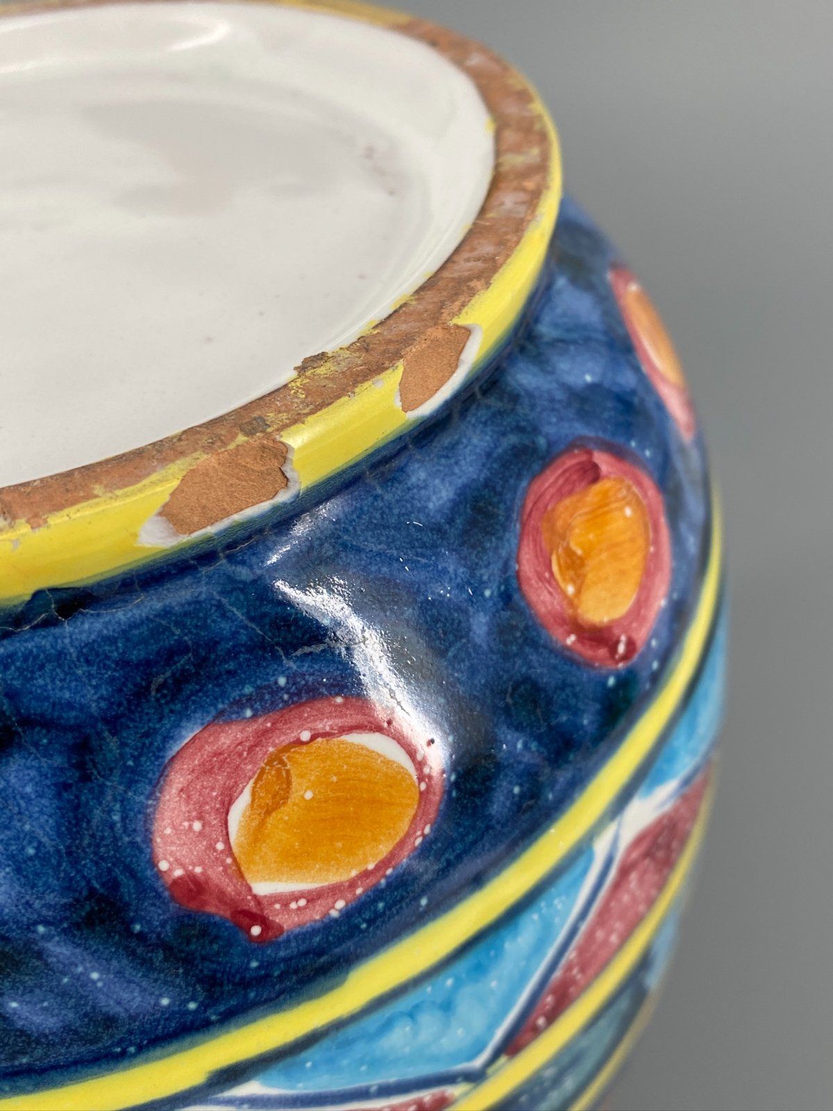 * KRUG KERAMIK HANDBEMALT TÖPFERKUNST VASE KARAFFE BUNT ITALIEN