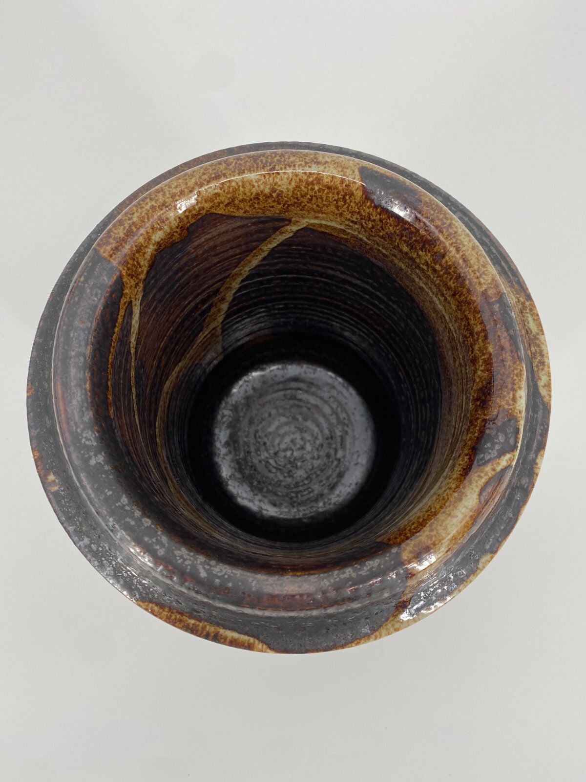 * TOPF VASE STUDIOKERAMIK RÖHRENVASE VINTAGE STEINZEUG BRAUN
