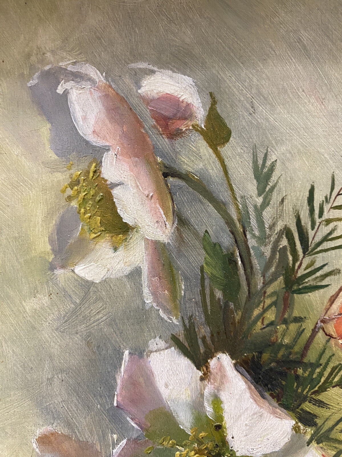 * GEMÄLDE ACRYLGEMÄLDE BLUMENMALEREI BLUMEN BOUQUET BILD VINTAGE RAHMEN