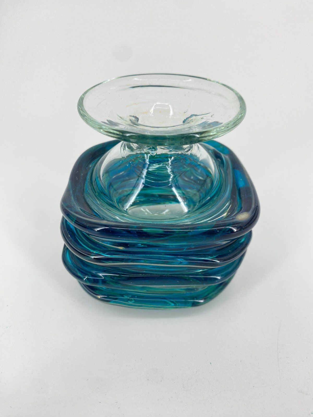 * GLASVASE MDINA GLASS MICHAEL HARRIS MID CENTURY 1970ER BLAU