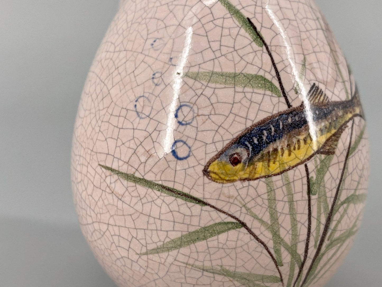 * 3 KLEINE KRÜGE TONKRUG VASE KERAMIK SIENA FISCH BLAU VINTAGE