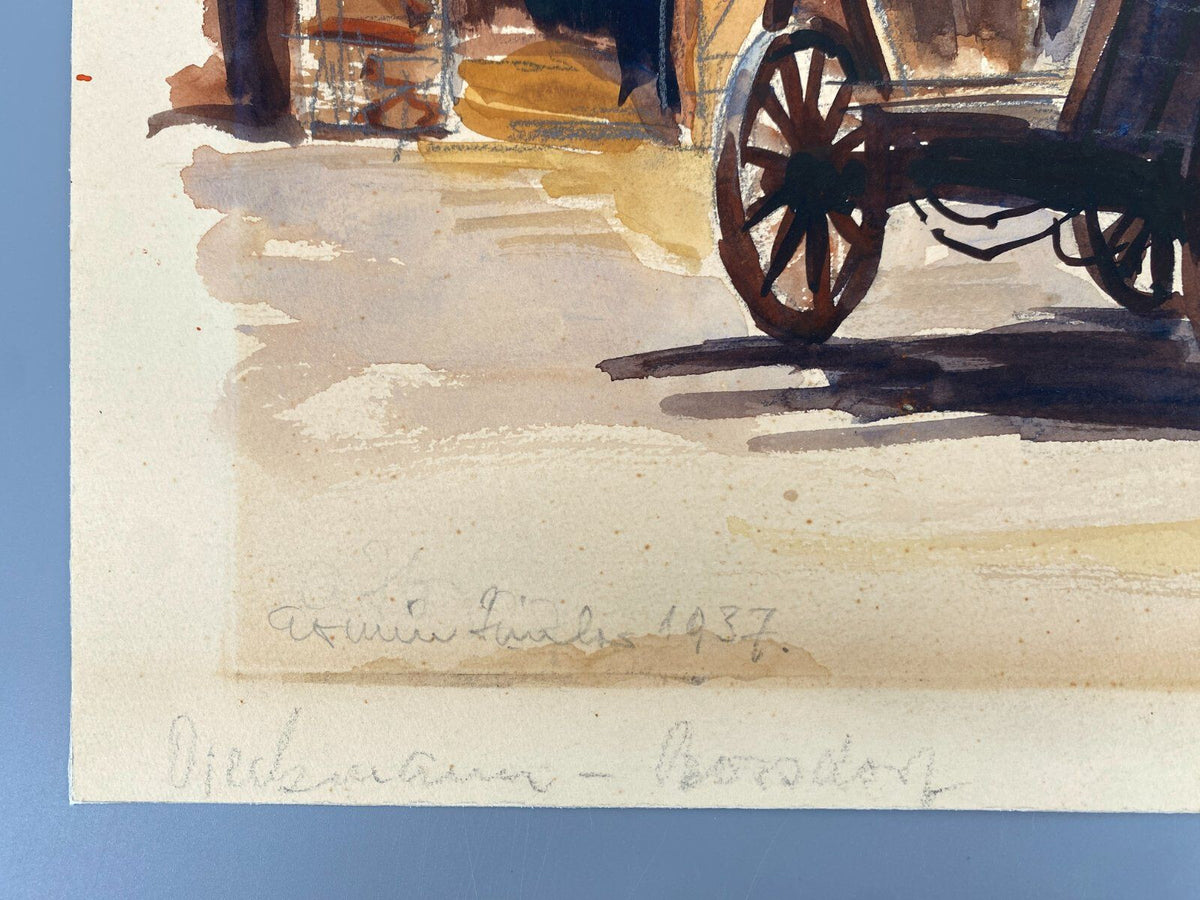 *GEMÄLDE ERWIN Z BAUERNHOF HEUWAGEN OBERSDORF 1937 SIGNIERT MALEREI VINTAGE