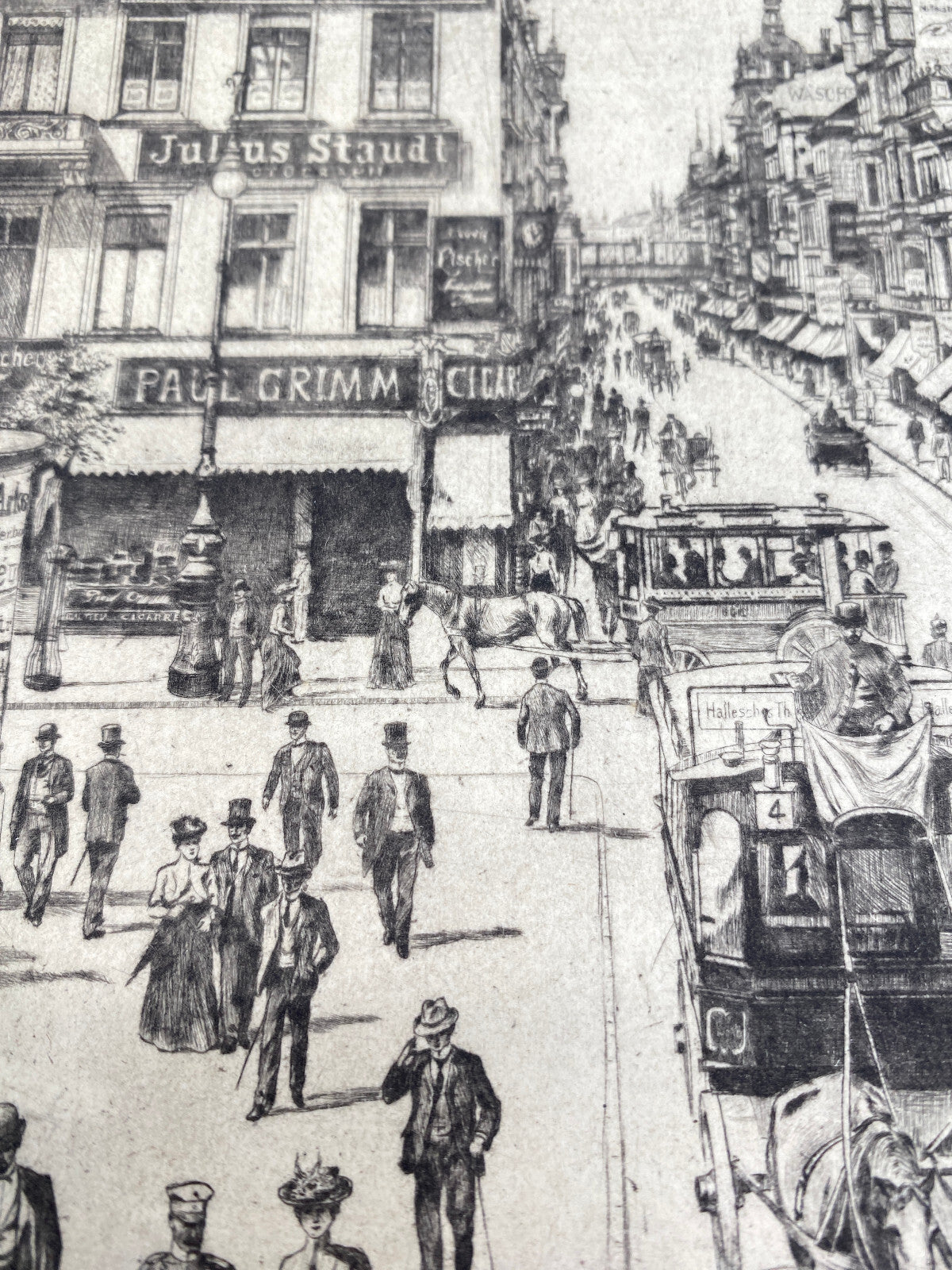 HEINZ WEHLISCH BERLIN FRIEDRICHSTRAßE UM 1901 ORIGINAL RADIERUNG HANDSIGNIERT