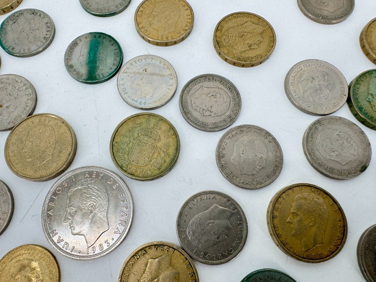 SPANISCHE MÜNZEN PESETAS 162 STÜCK LOT SPAIN ESPANA 1940 BIS 1980