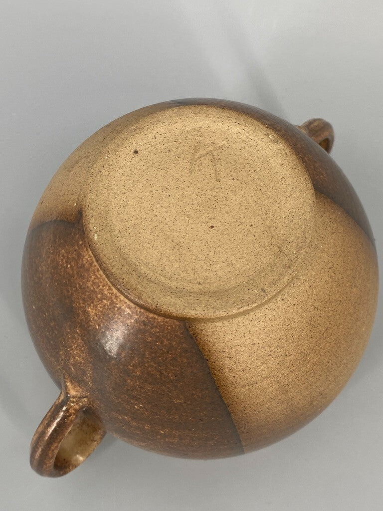 * HENKELVASE KRUG ÜBERTOPF STUDIOKERAMIK TOPF KERAMIK SIGNIERT K MID CENTURY