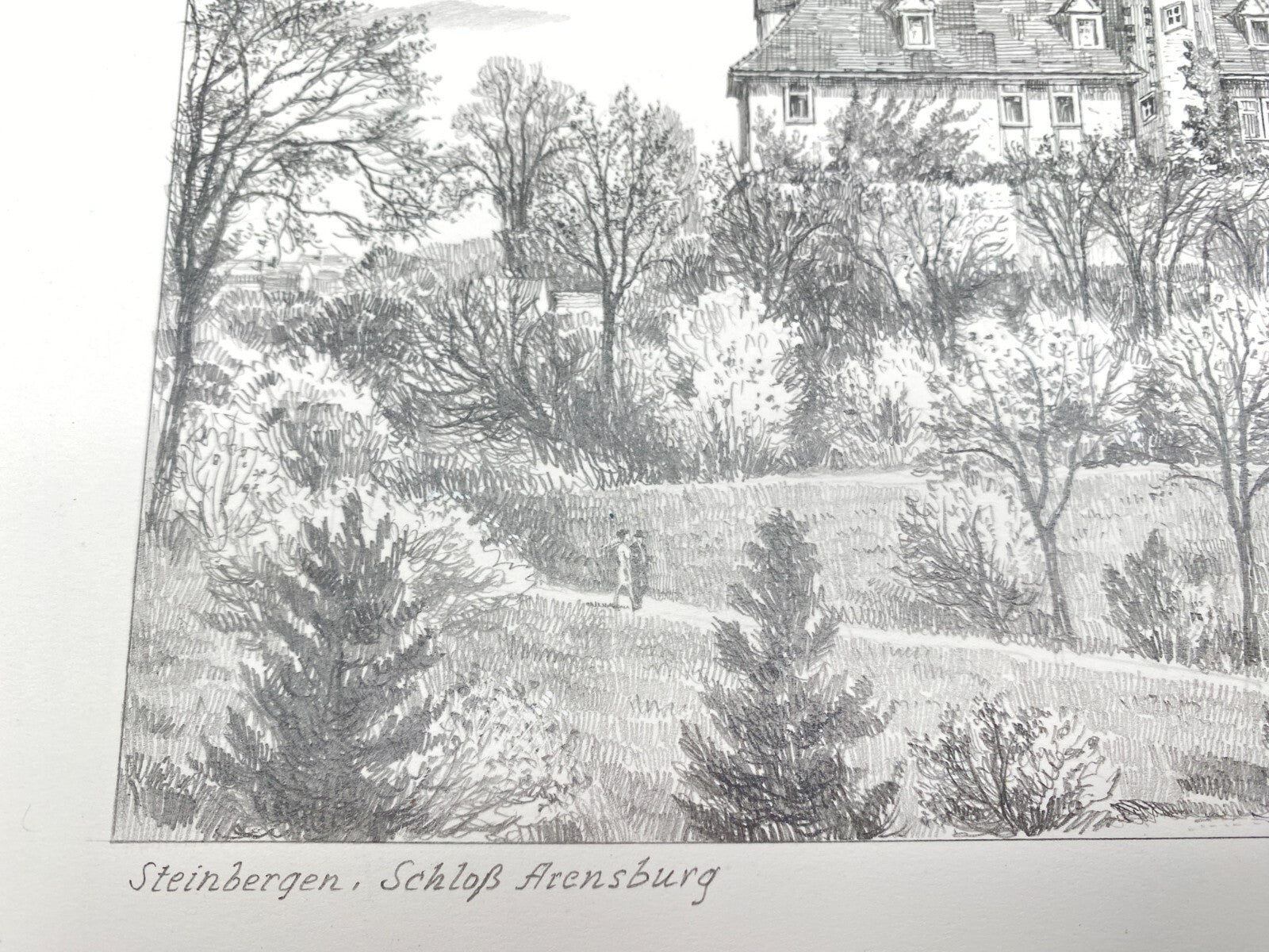 HEINZ WEHLISCH ZEICHNUNG STEINBERGEN SCHLOSS ARENSBURG HANDSIGNIERT