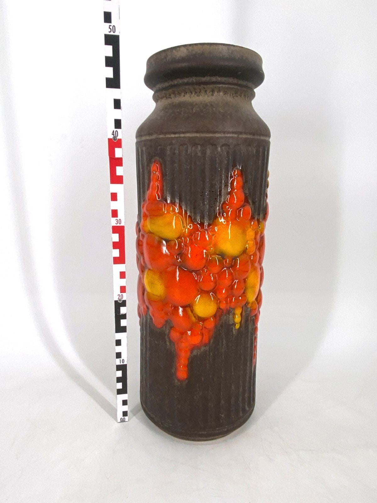 * FAT LAVA BODENVASE VASE POTTERY VULKAN 60er 70er ORANGE AUSTRIA
