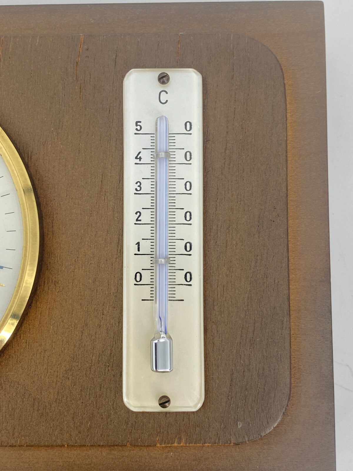 * WETTERSTATION 3827 GISCHARD BAROMETER THERMOMETER HOLZ VINTAGE