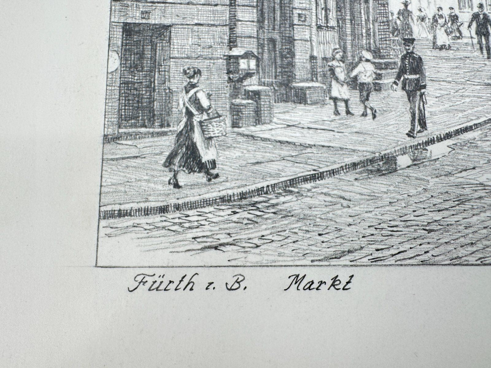 * HEINZ WEHLISCH ZEICHNUNG FÜRTH MARKT ANSICHT SIGNIERT
