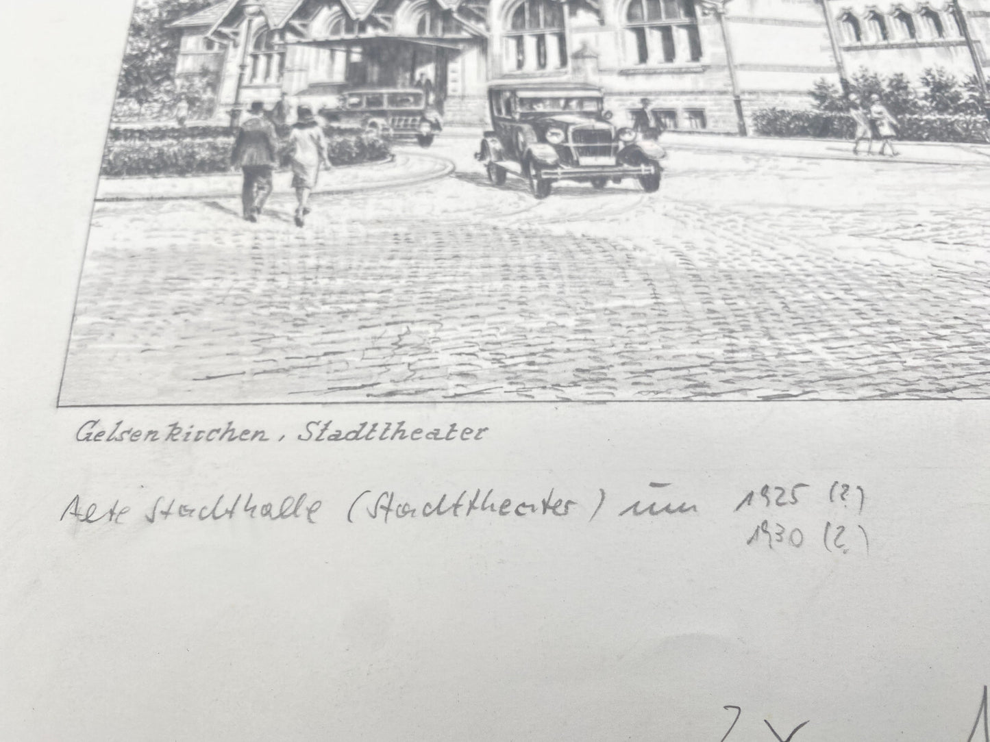 HEINZ WEHLISCH DEUTSCHER KÜNSTLER ZEICHNUNG GELSENKIRCHEN STADTTHEATER 1925