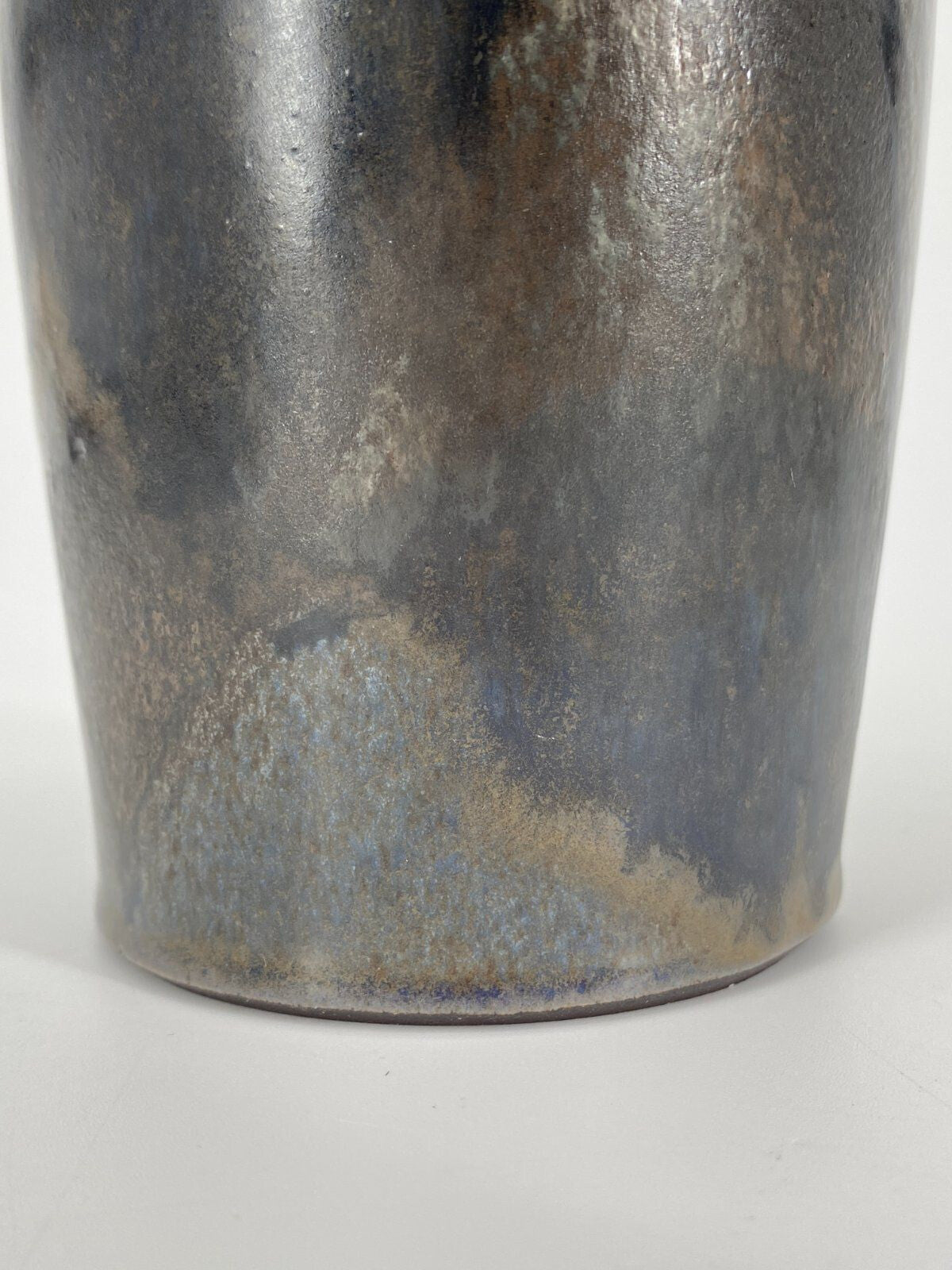 * STUDIOKERAMIK VASE GRAU BLAU BRAUN METALLIC "R" 16,5CM