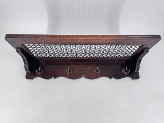 MID CENTURY WIENER GARDEROBE HUTABLAGE GEFLECHT CHIPPENDALE 50er