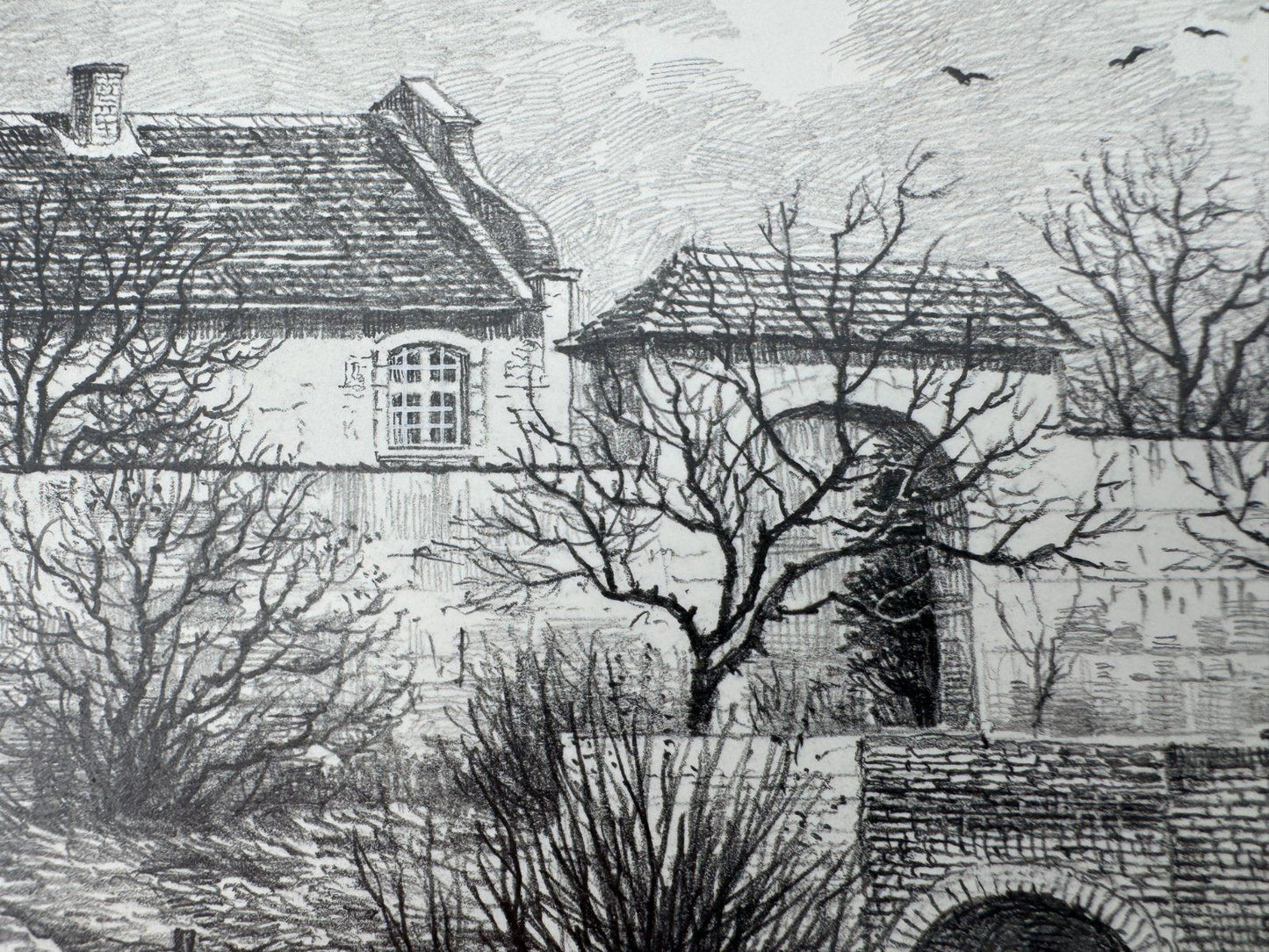 * HEINZ WEHLISCH ZEICHNUNG DORENBURG KREFELD UM 1900 ANSICHT SIGNIERT