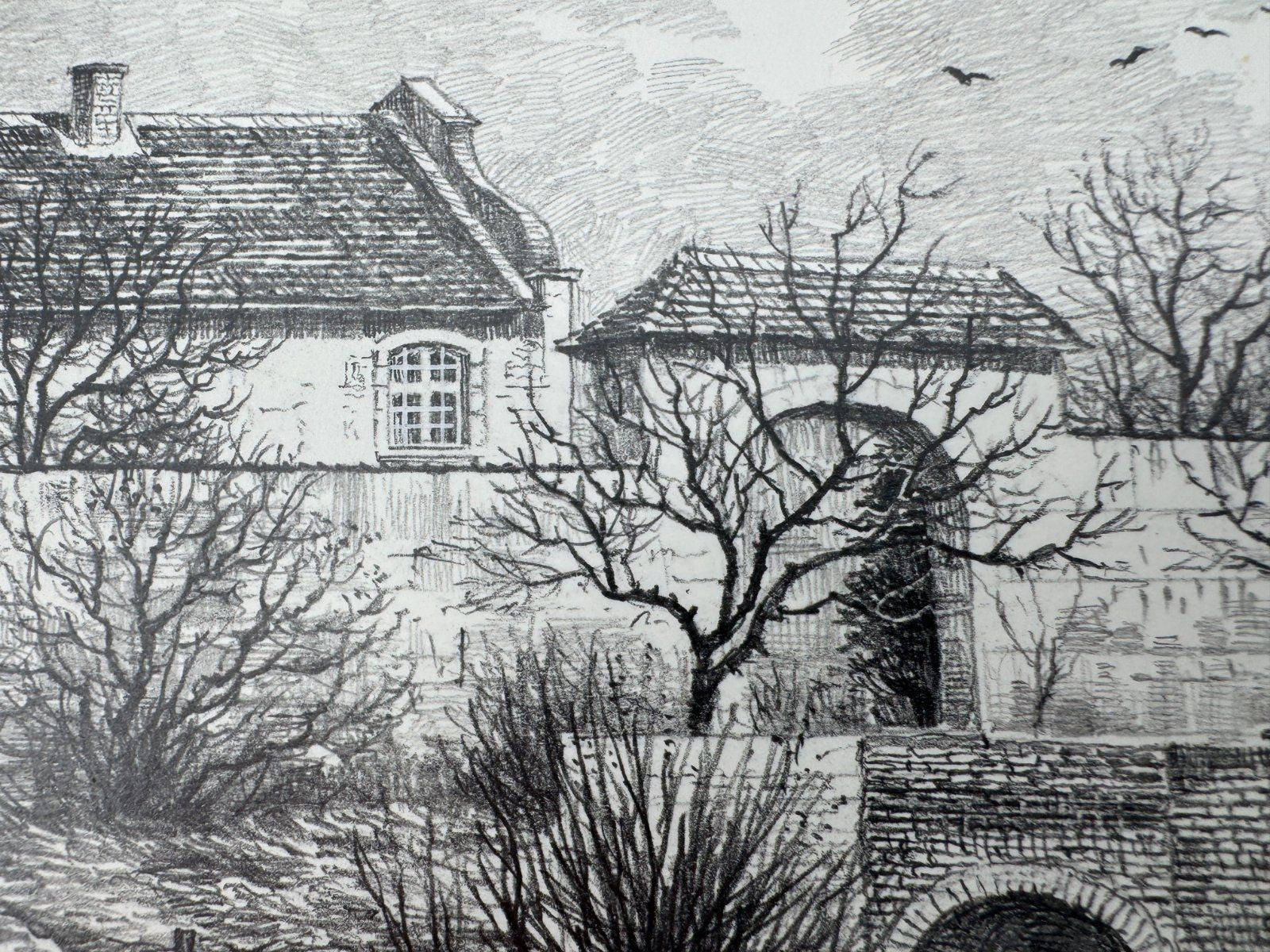 * HEINZ WEHLISCH ZEICHNUNG DORENBURG KREFELD UM 1900 ANSICHT SIGNIERT