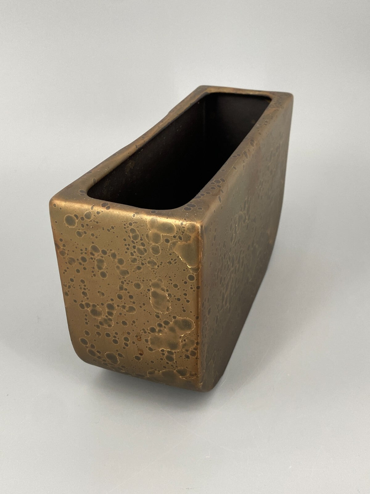 * VASE FLACH ASA SELECTION WEST GERMANY BRAUN KERAMIK GLÄNZEND VINTAGE