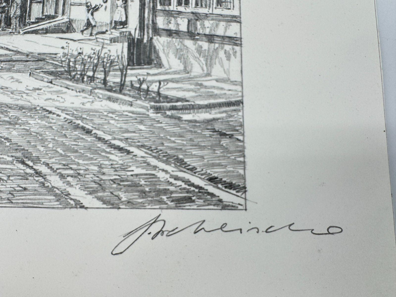* HEINZ WEHLISCH ZEICHNUNG LEMGO AM KIRCHPLATZ ST NICOLAI ANSICHT