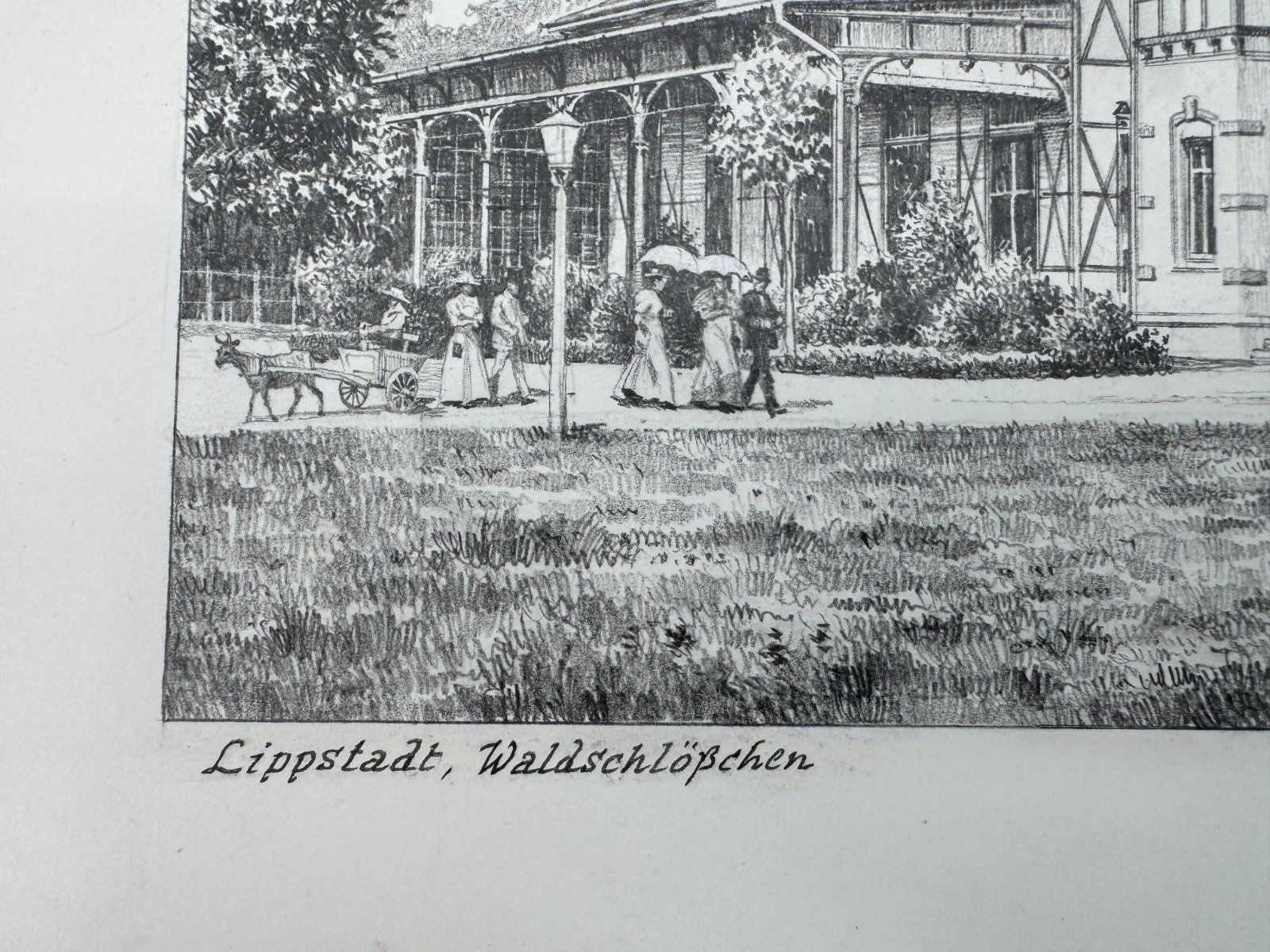 * HEINZ WEHLISCH ZEICHNUNG LIPPSTADT WALDSCHLÖSSCHEN ANSICHT SIGNIERT