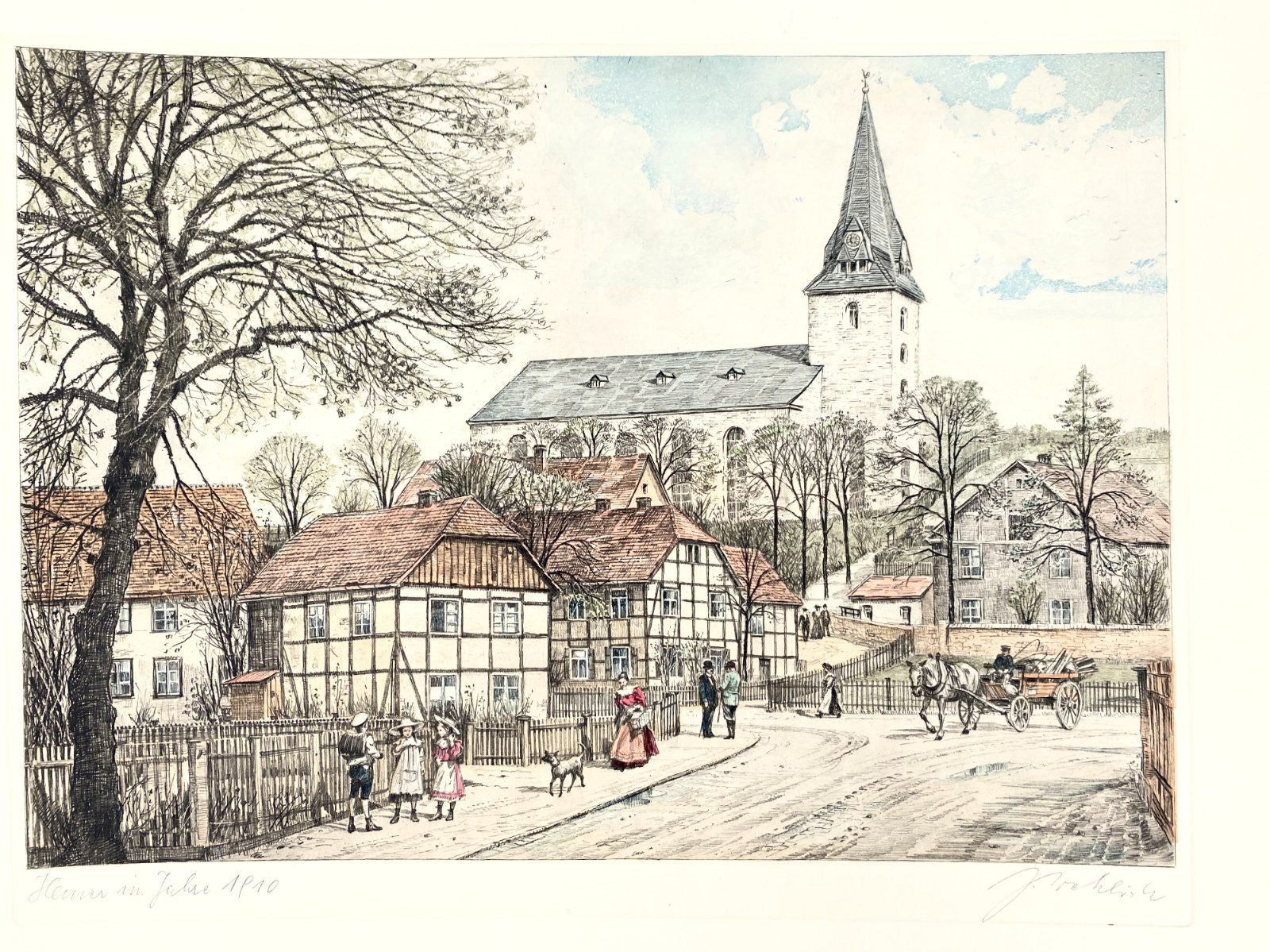 * DRUCKGRAFIK HEINZ WEHLISCH ANSICHT HEMER SAUERLAND EBBERGKIRCHE