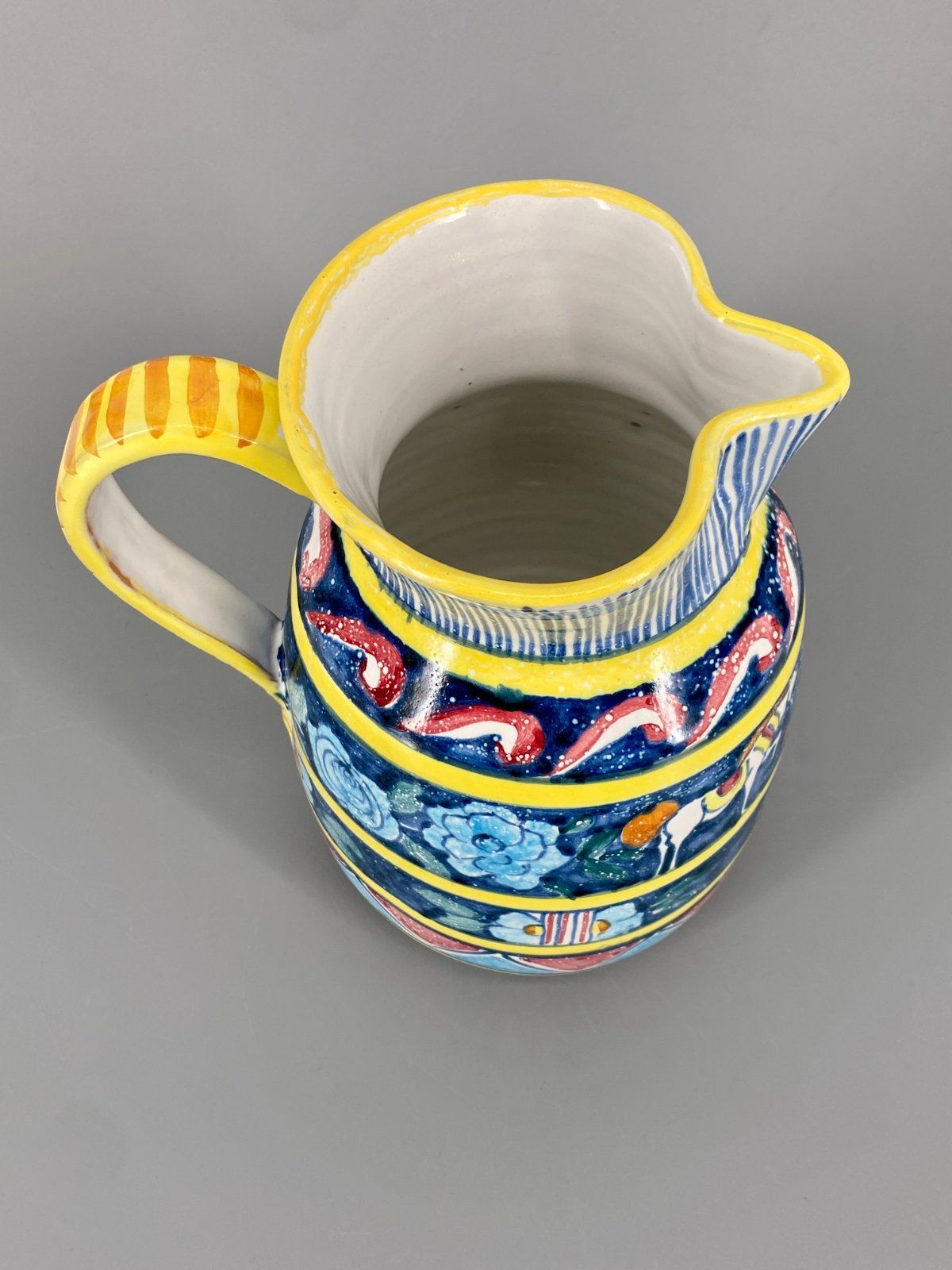 * KRUG KERAMIK HANDBEMALT TÖPFERKUNST VASE KARAFFE BUNT ITALIEN