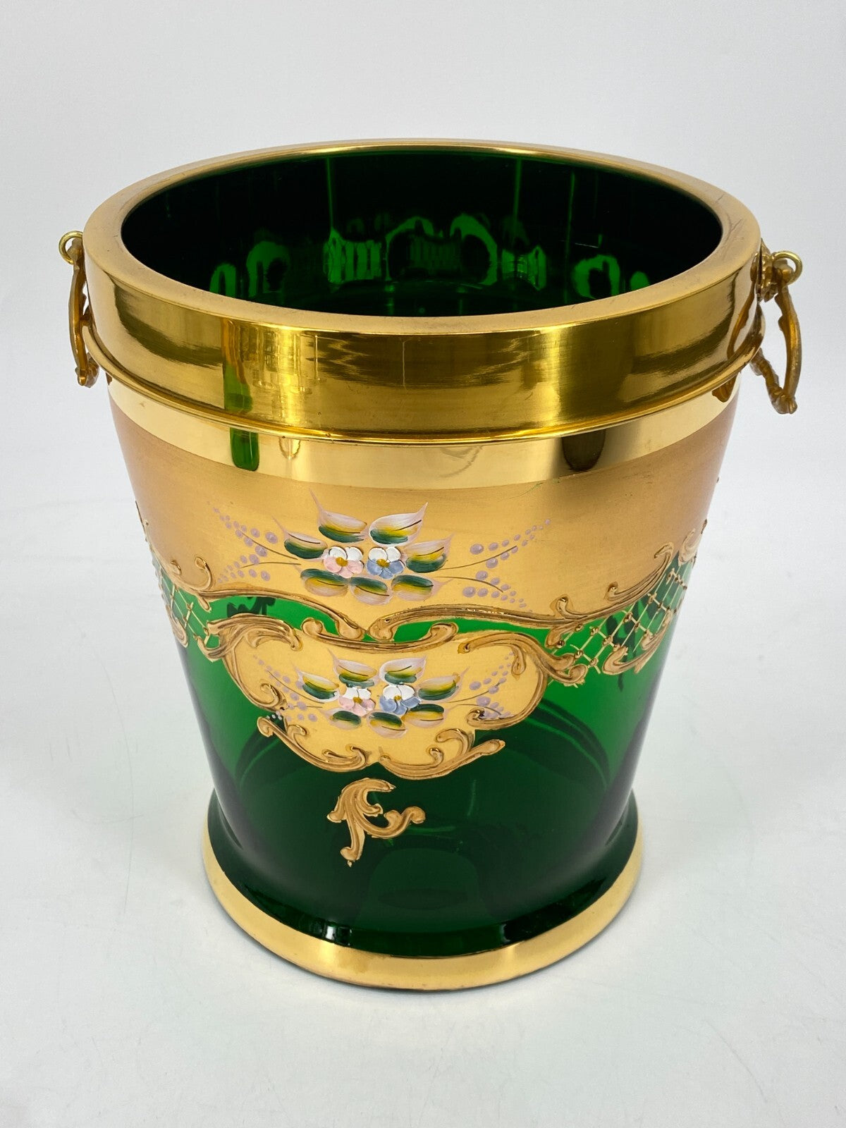 * MURANO SALVADORI TRE FUOCHI SEKTKÜHLER SEKT KÜBEL EIMER CHAMPAGNER  VASE GRÜN