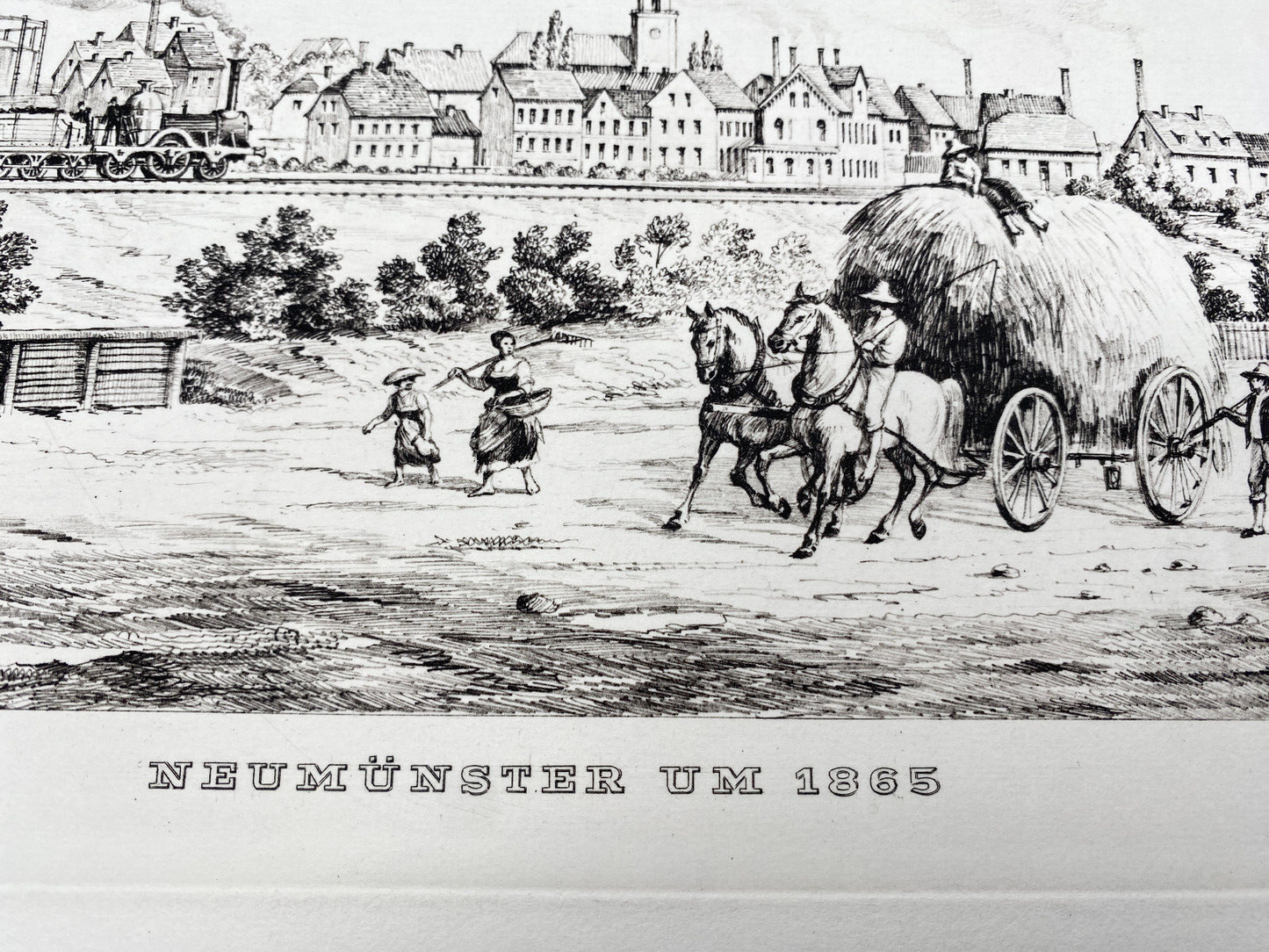 DEUTSCHER KÜNSTLER HEINZ WEHLISCH RADIERUNG  NEUMÜNSTER UM 1865