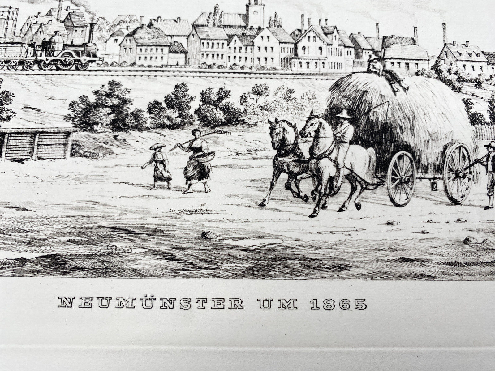 DEUTSCHER KÜNSTLER HEINZ WEHLISCH RADIERUNG  NEUMÜNSTER UM 1865