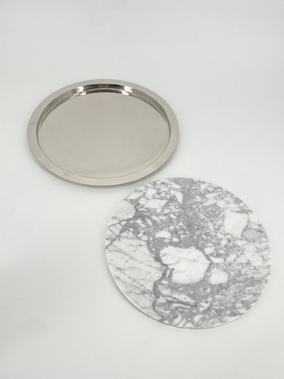 * MEPRA MARMOR EDELSTAHL TABLETT PLATTE RUND CHROM ITALY DESIGN