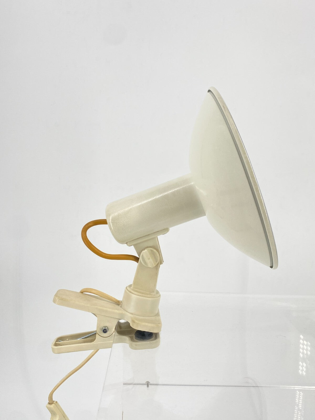 * KLEMMLAMPE SPOT CREME WEIß CHROM FACETTIERT VINTAGE 60ER 70ER