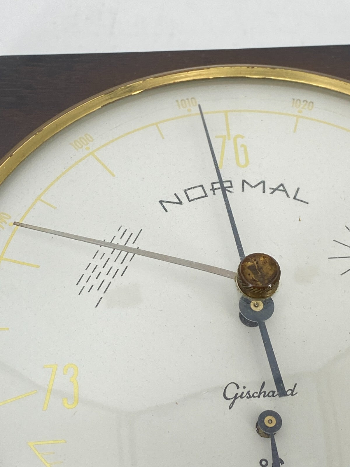 * WETTERSTATION GISCHARD BAROMETER THERMOMETER HOLZ VINTAGE