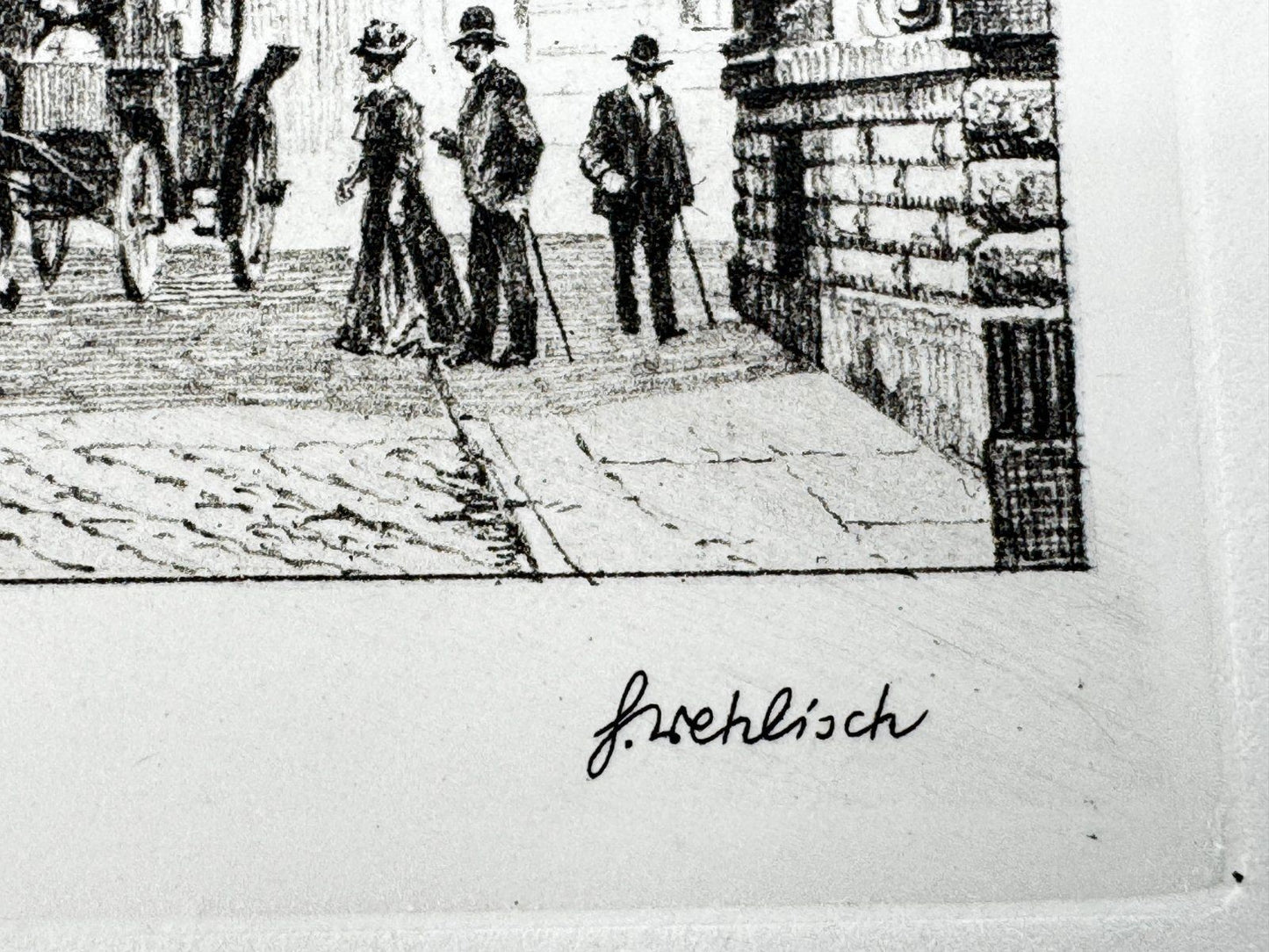 * HEINZ WEHLISCH RADIERUNG RÖMERPLATZ BADEN BADEN UM 1900 ANSICHT