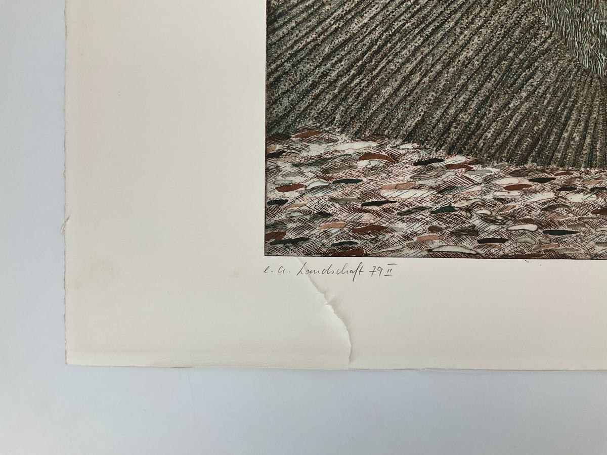 * RADIERUNG PETER REDEKE DRUCK AQUATINTA FARBIG LANDSCHAFT 79 III 1979 KUNSTWERK