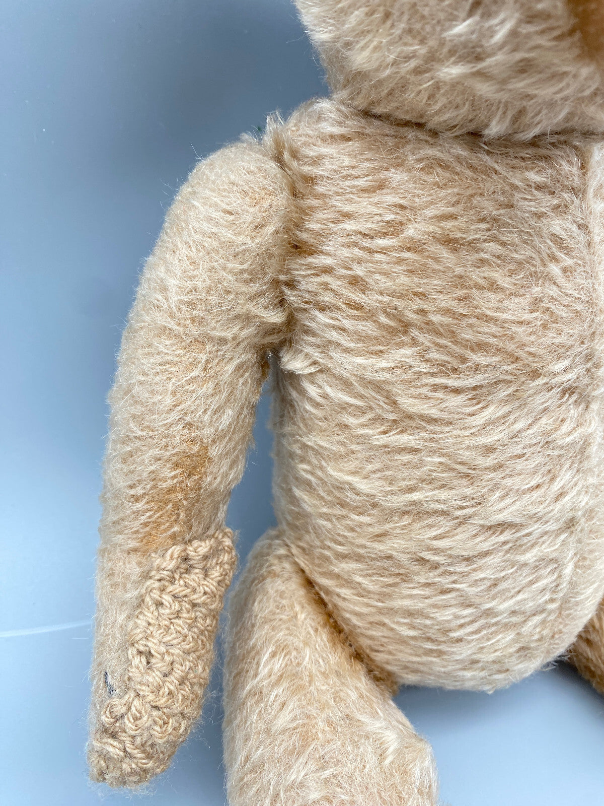 TEDDYBÄR SAMMLERSTÜCK HANDGEFERTIGT HANDGESTRICKT KUSCHELTIER 50ER DEUTSCHLAND