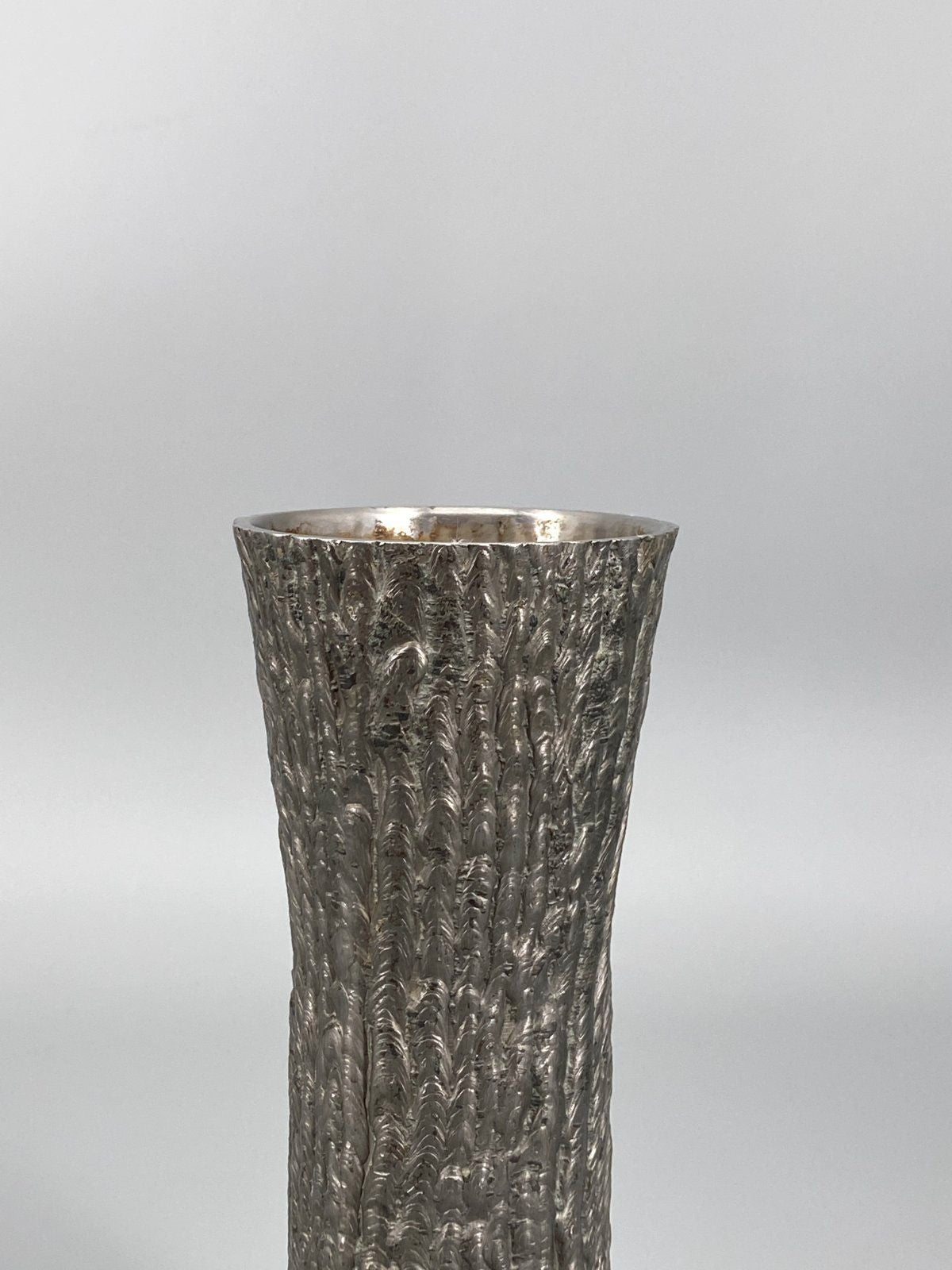 * VASE BRUTALISTISCH MASSIV STAHL STRUKTUR METALL RINDE 70er