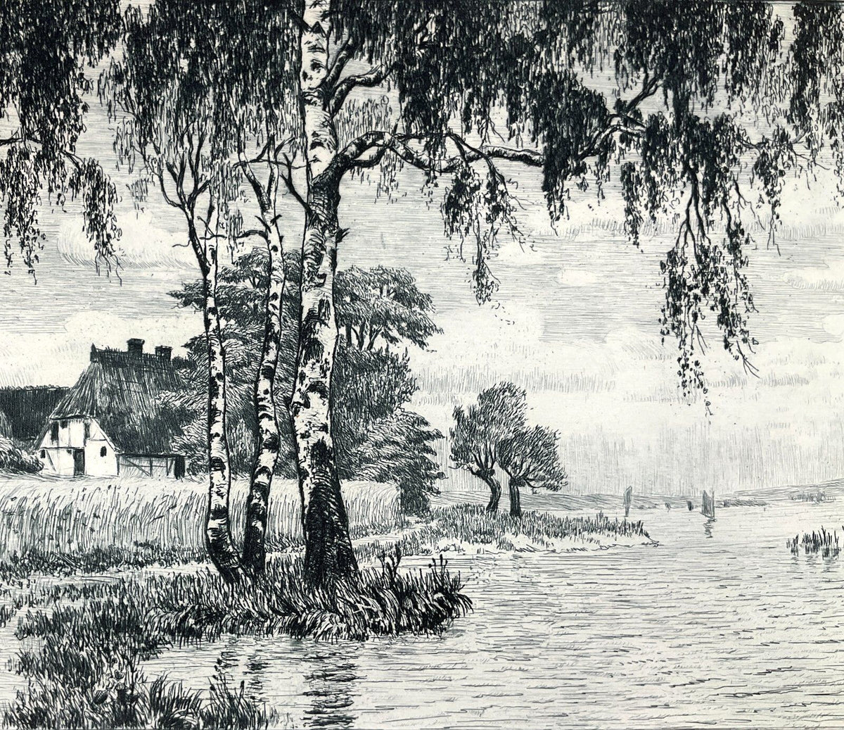 *RADIERUNG W. CONRAD AM STILLEN SEE LANDSCHAFT BERLIN P. SONNTAG