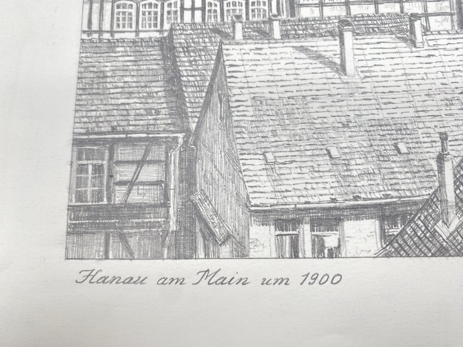 HEINZ WEHLISCH  ZEICHNUNG HANAU AM MAIN UM 1900 ORIGINAL HANDSIGNIERT