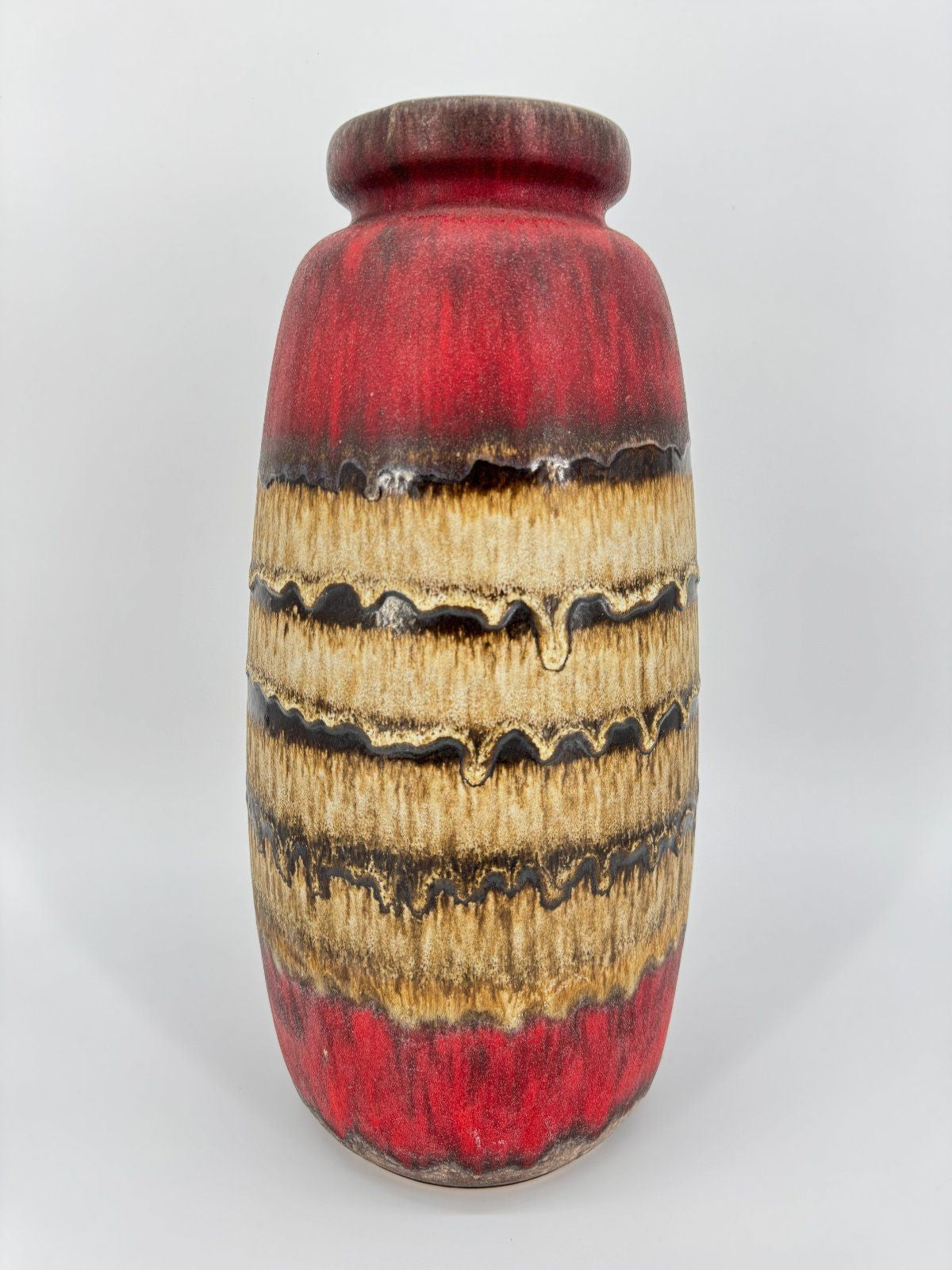 SCHEURICH FAT LAVA BODENVASE STUDIOKERAMIK ROT BRAUN W GERMANY