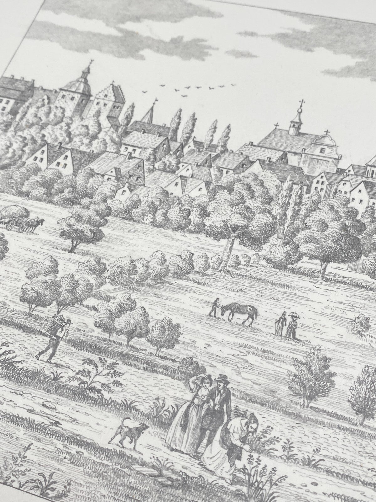 DEUTSCHER KÜNSTLER HEINZ WEHLISCH ZEICHNUNG BURGSTEINFURT UM 1840 HANDSIGNIERT