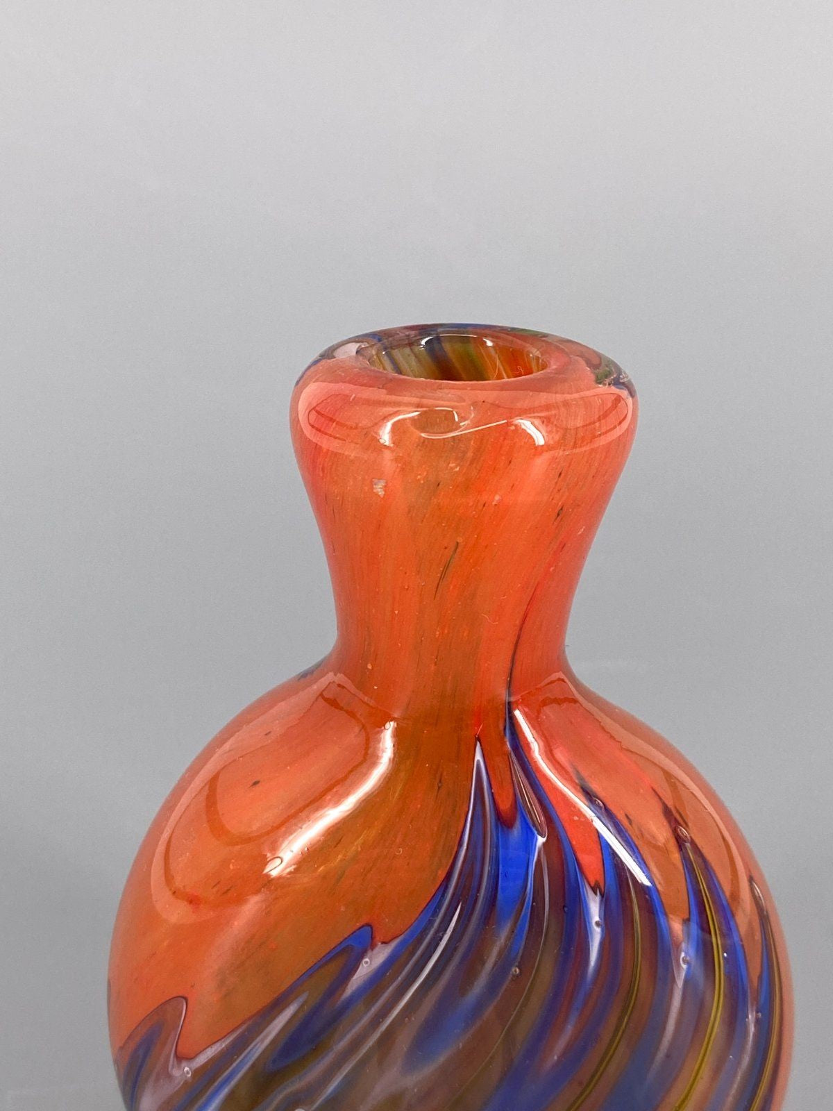 * KLEINE VASE MURANO GLAS ORANGE BLAU BUNT ITALIEN 10 CM MINI