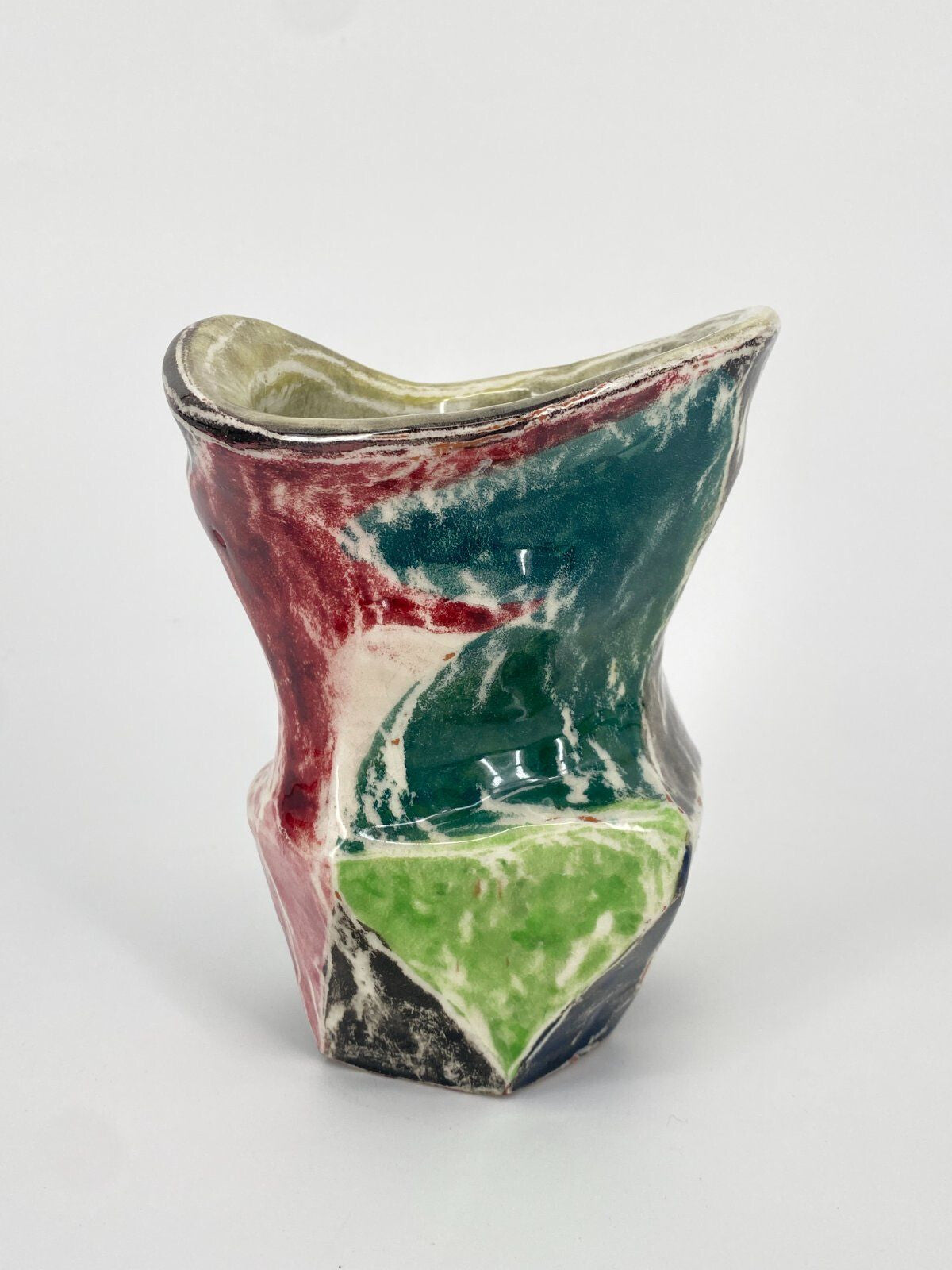 * STUDIOKERAMIK VASE BUNT ORGANISCHES DESIGN POSTMODERN VINTAGE