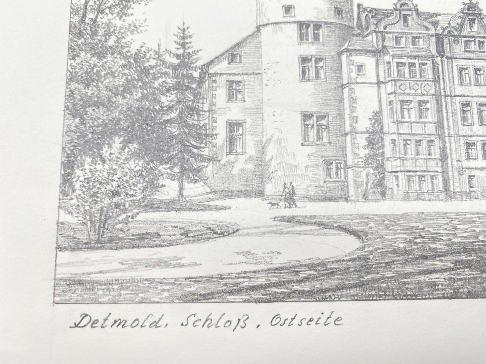DEUTSCHER KÜNSTLER HEINZ WEHLISCH ZEICHNUNG DETMOLD RESIDENZSCHLOSS HANDSIGNIERT