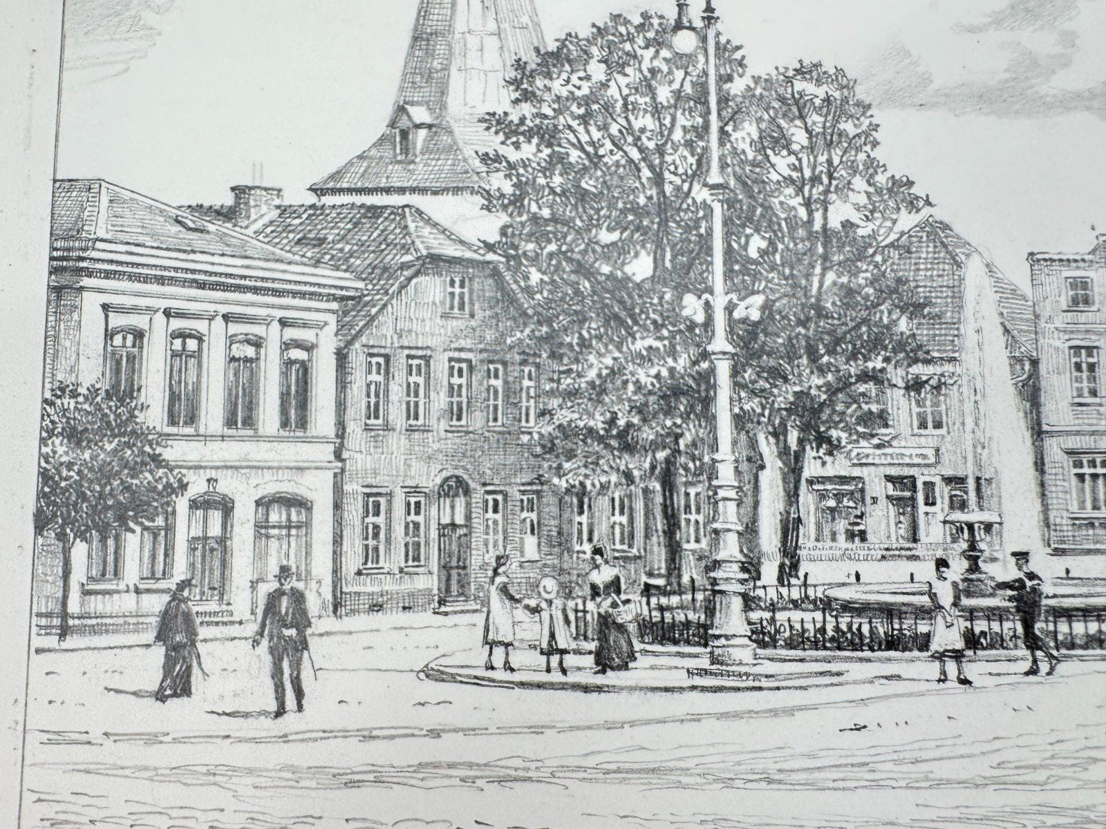 * HEINZ WEHLISCH ZEICHNUNG LÜTJENBURG MARKT UM 1912 ANSICHT SIGNI