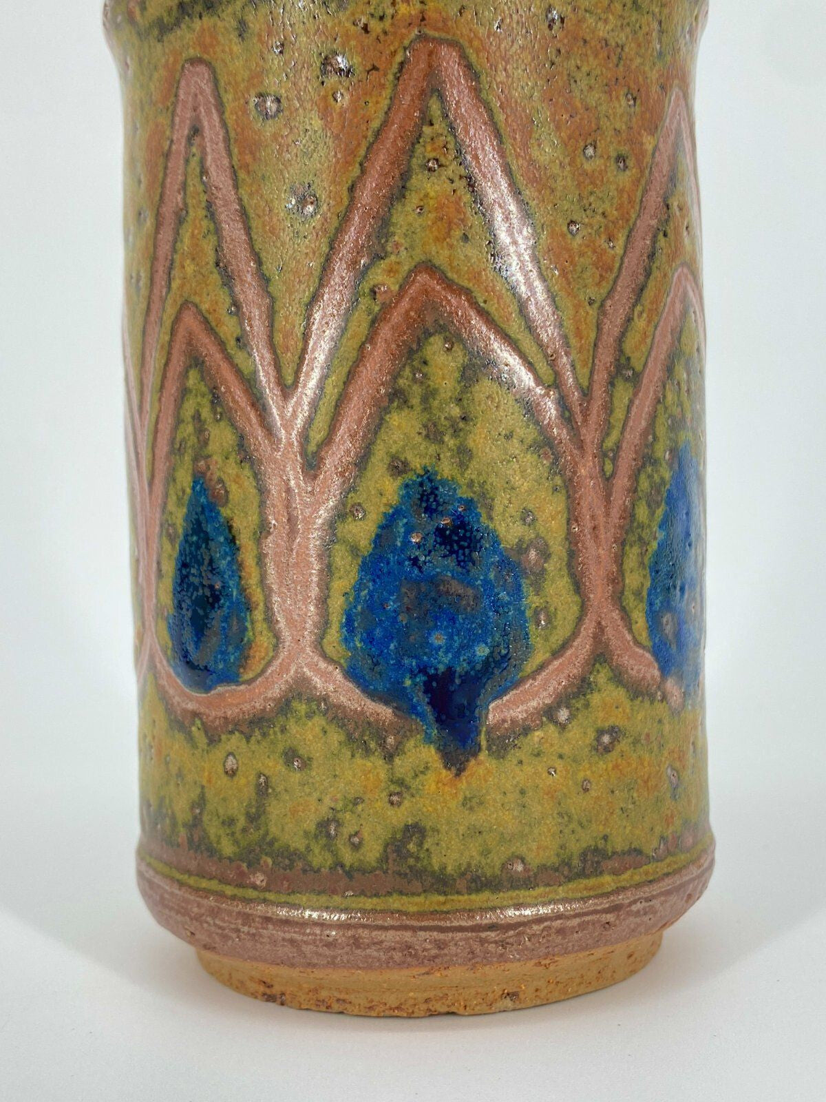 * STUDIOKERAMIK VASE METALLIC PFAUENFEDER DANISH DESIGN VINTAGE