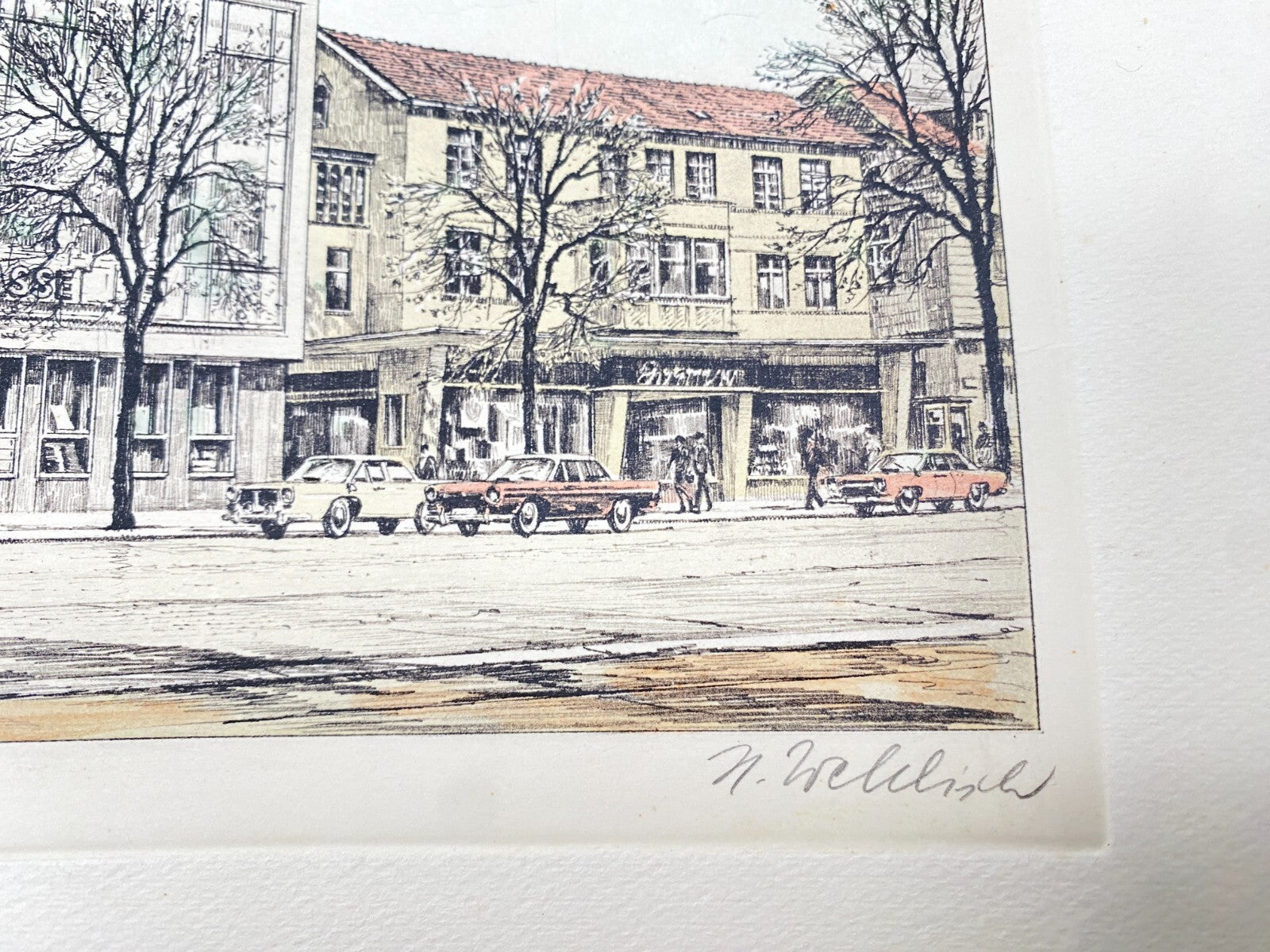 KÜNSTLER HEINZ WEHLISCH RADIERUNG KOLORIERT STADTSPARKASSE BAD PYRMONT SIGNIERT