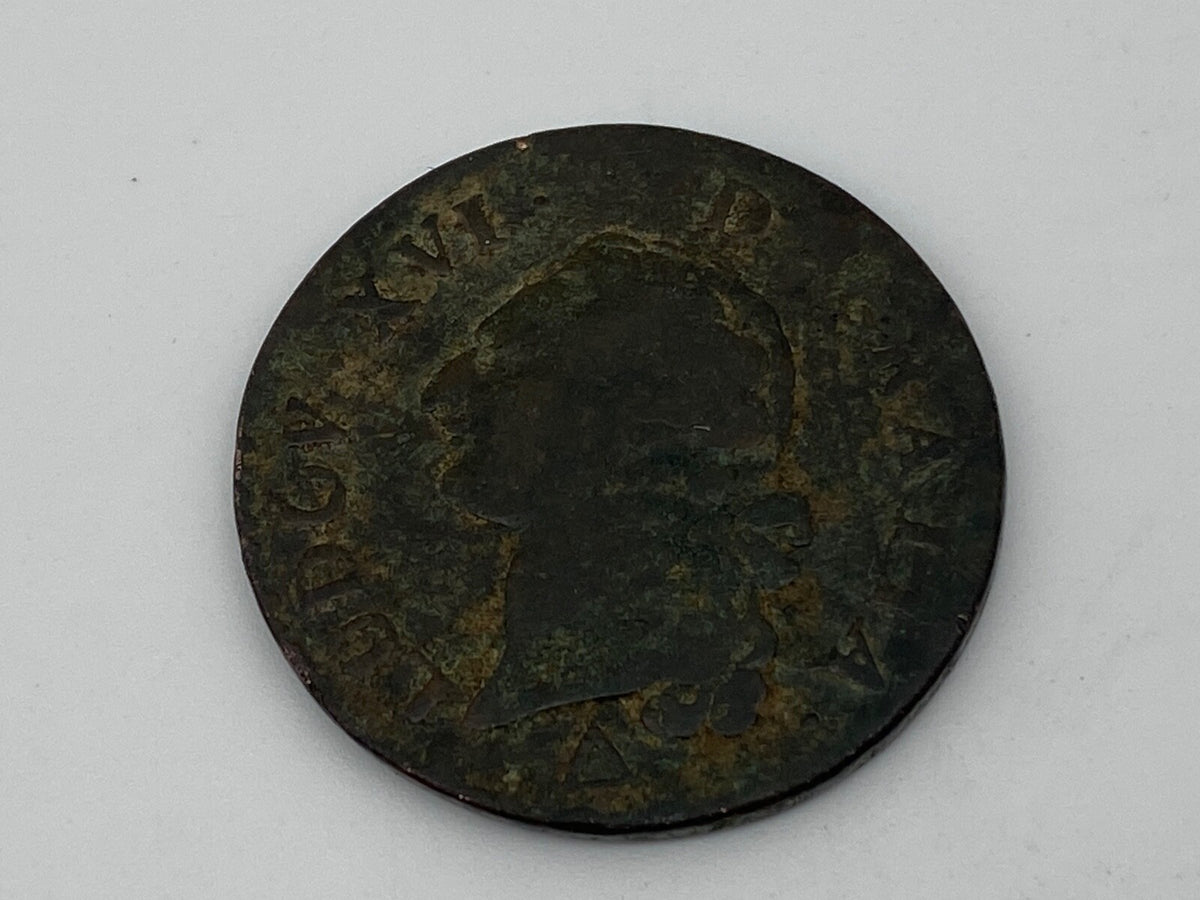 SOL ECU LOUIS XVI 1791 LILLE LUDOV D.GRATIA FRANKREICH KUPFER MÜNZE