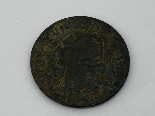 SOL ECU LOUIS XVI 1791 LILLE LUDOV D.GRATIA FRANKREICH KUPFER MÜNZE