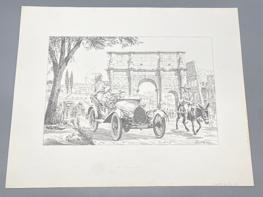 HEINZ WEHLISCH ZEICHNUNG ROM BUGATTI TYP 13 ARCO DI COSTANTINO 1913