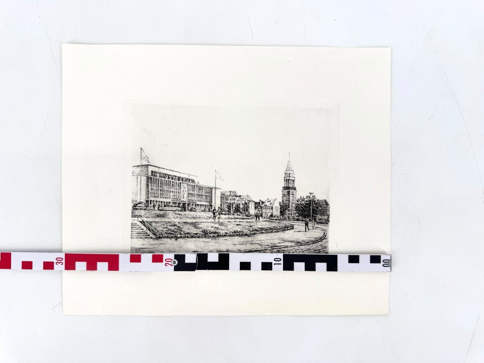 * GRAFIK DRUCKGRAFIK KIEL OSTSEEHALLE RATHAUSTURM 60ER WEHLISCH