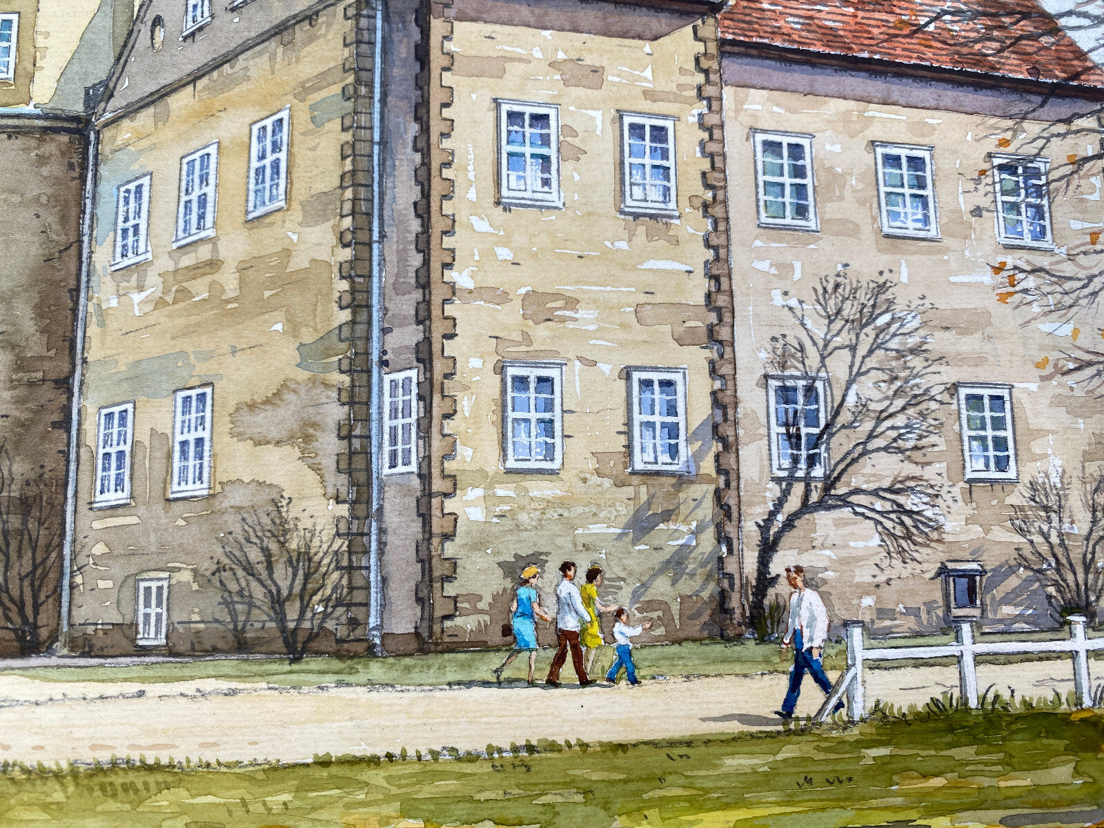 DEUTSCHER KÜNSTLER HEINZ WEHLISCH JAGDSCHLOSS KÖNIGSWUSTERHAUSEN AQUARELL